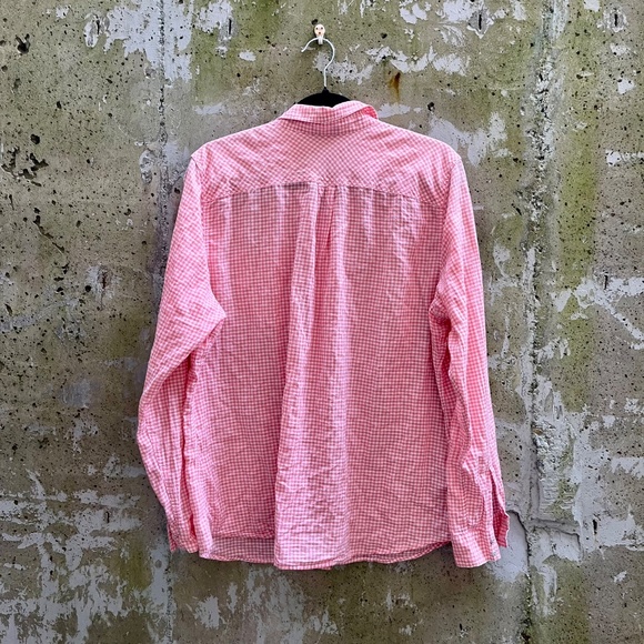 Eddie Bauer Classic Fit Vintage Women's Pink Check Button Down Top Blouse, Small - Picture 3 of 11